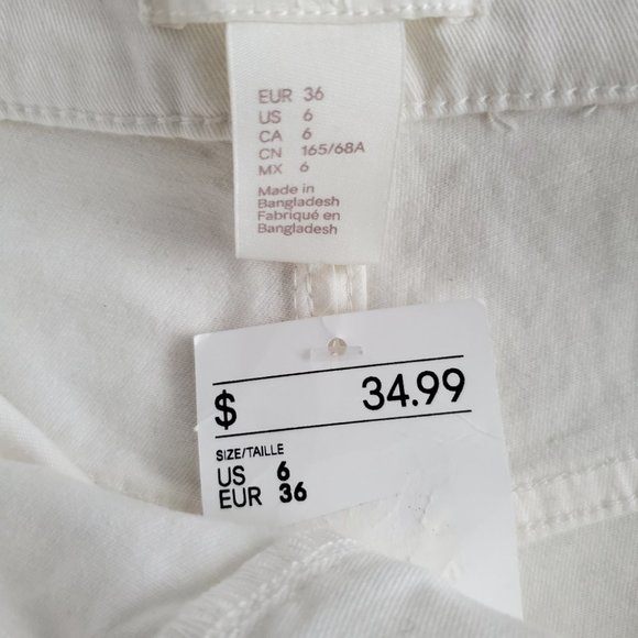 H&M High Fold over Waist Belted Shorts, White, 6 - Picture 5 of 8